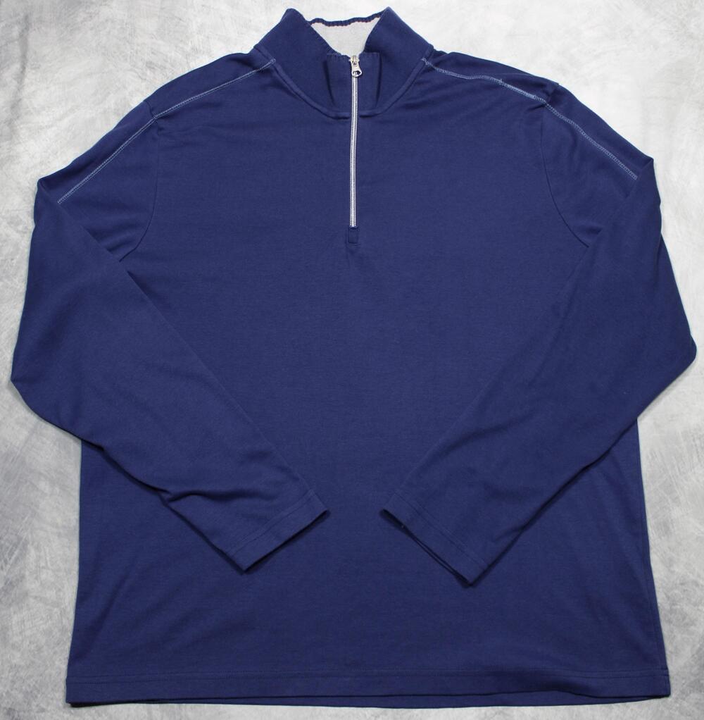 Robert Graham Sweatshirt Mens 2XL Blue 1/4 Zip Mock Neck Classic Fit Jersey